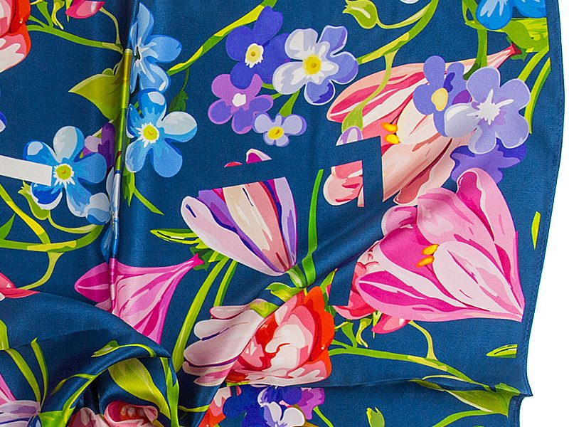 Apaszka jedwabna FLORAL-BLUE