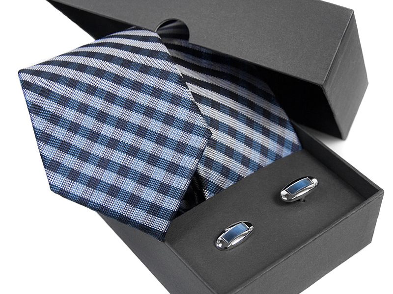 prezent dla męża: Krawat jedwabny + spinki 587B