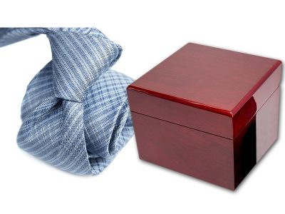 zestaw upominkowy: krawat + pudełko drewniane 495