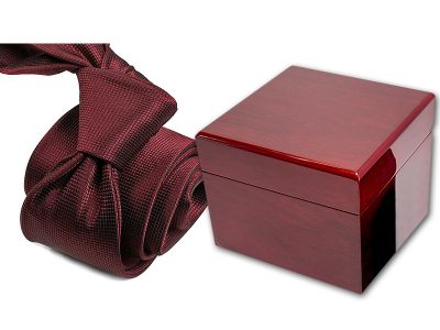 zestaw upominkowy: krawat + pudełko drewniane s598