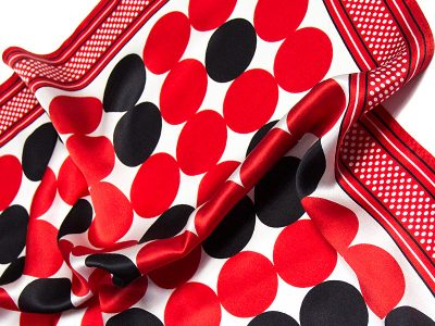 Apaszka jedwabna na prezent - BIG-DOTS-RED-