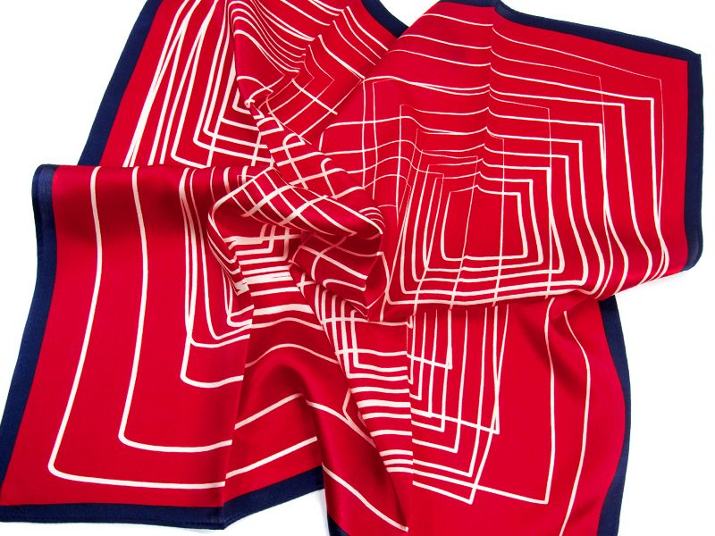 apaszka jedwabna STRIPES-RED-SCARF